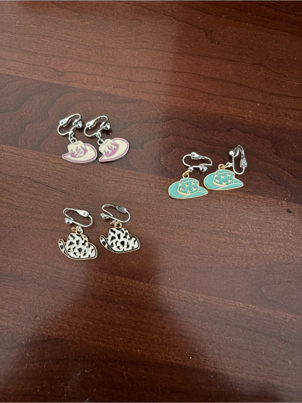 Kids Clip-On Earrings Set - Pink, Teal & Leopard Heart Designs
